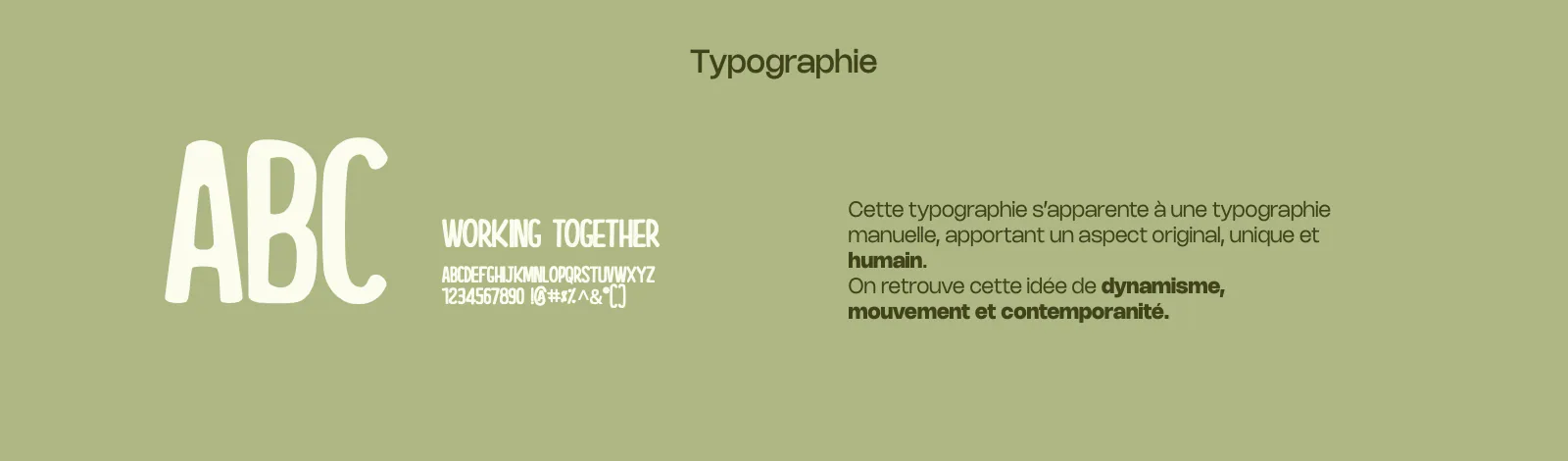 Typographie de La PAMPA sur fond vert sauge : lettres ABC en grand, alphabet, chiffres et signes en capitales étroites, et un court texte